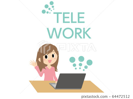 Telework woman illustration - Stock Illustration [64472512] - PIXTA