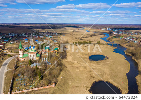 Panorama of the village of Goritsy and the village Panorama of the village of Goritsy and the village 64472824