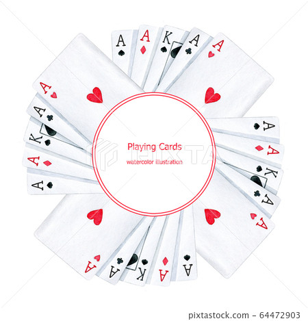 Round frame with playing cards 64472903