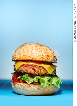 Giant perfect burger large massive thick classic american cheeseburger Giant perfect burger large massive thick classic american cheeseburger 64473474