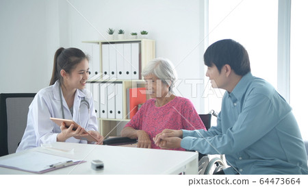 Medical concepts. The doctor is describing the 64473664