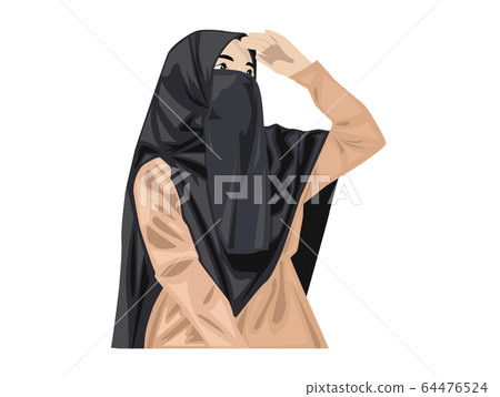 Beautiful Muslim Women With Niqab Cartoon Of Stock Illustration 64476524 Pixta