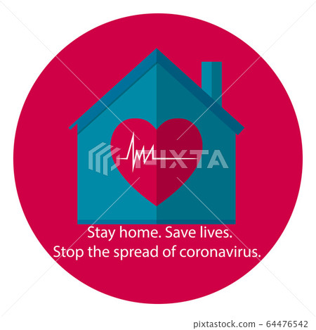 logo design home and heart, concept Stay home Save 64476542