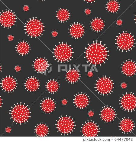 Covid-19 virus vector seamless pattern on black - Stock Illustration ...