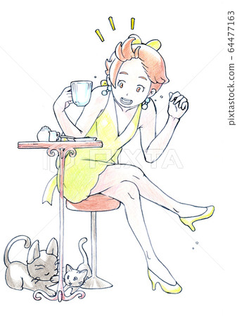 I was having tea at a coffee shop and a cat started to take a break nearby. 64477163