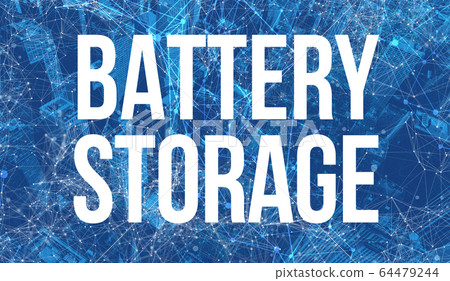 Battery Storage theme with abstract cityscape Battery Storage theme with abstract cityscape 64479244