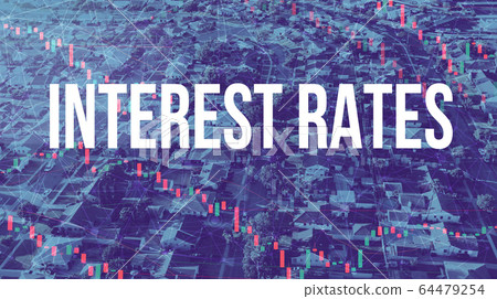 Interest Rates theme with aerial view of residential LA Interest Rates theme with aerial view of residential LA 64479254
