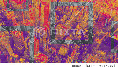 Abstract stylized Manhattan NY skyscrapers background 64479351