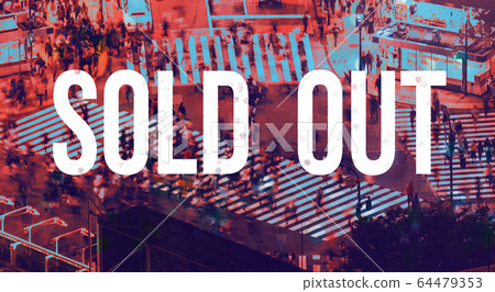 Sold out theme with people crossing an intersection 64479353