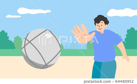 Men playing petanque 64480952