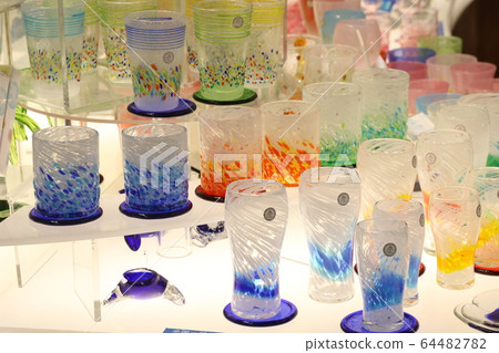 "Ryukyu glass" on sale at a souvenir shop in Naha Airport "Ryukyu glass" on sale at a souvenir shop in Naha Airport 64482782