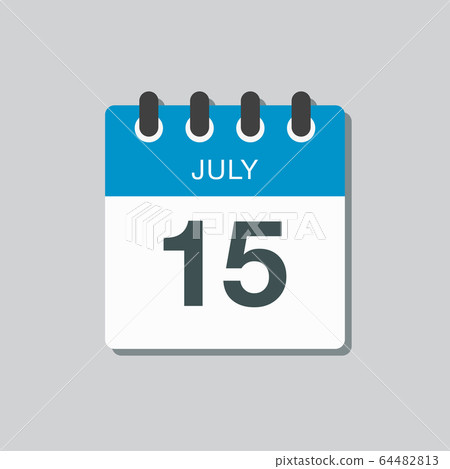 Icon calendar day 15 July, summer days of the year Icon calendar day 15 July, summer days of the year 64482813