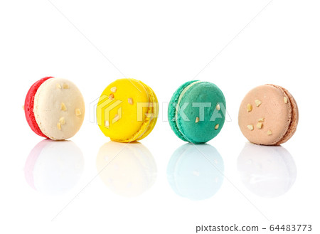 Colorful macaroons isolate on white. 64483773