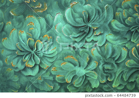 Oil painting textured floral green background. Oil painting textured floral green background. 64484739