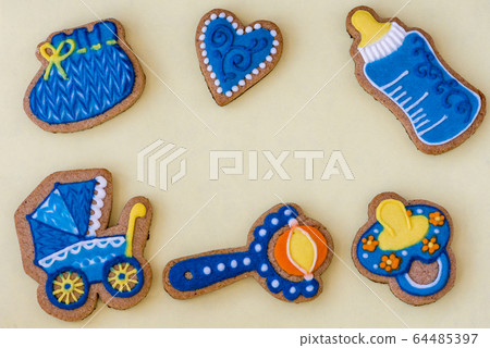 greeting card with newborn baked cookies on greeting card with newborn baked cookies on 64485397