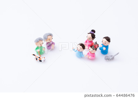 手工紙泥娃娃，祖父母與家人，回家 64486476