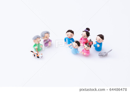 手工紙泥娃娃，祖父母與家人，回家 64486478