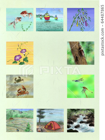 Japanese four seasons sumi-e sequel summer Japanese four seasons sumi-e sequel summer 64487865