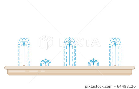 Flat vector illustration of long city fountain Flat vector illustration of long city fountain 64488120