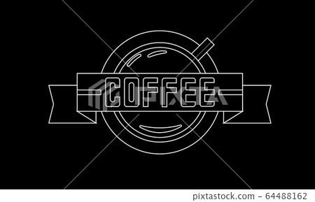 Cup of coffee top view with tape on it. Black and Cup of coffee top view with tape on it. Black and 64488162