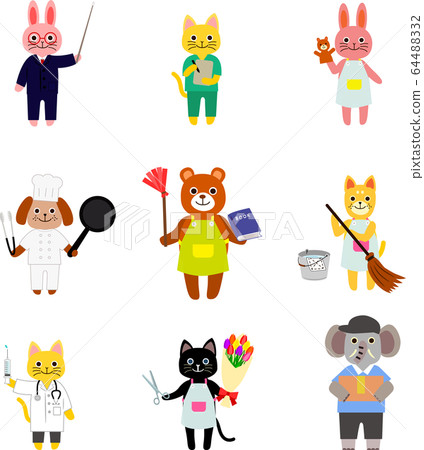 Animals of various jobs and occupations 64488332