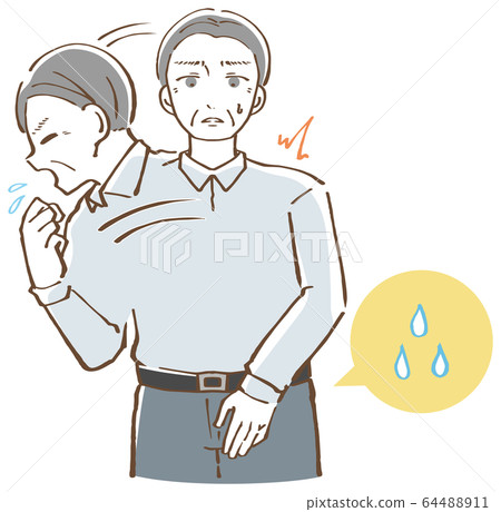 一個人在咳嗽時漏尿的插圖 一個人在咳嗽時漏尿的插圖 64488911