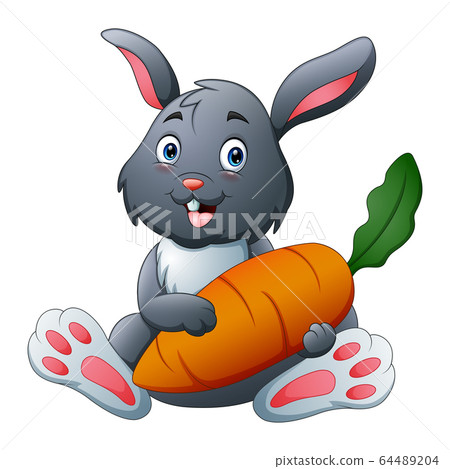 A rabbit cartoon holding big carrot - Stock Illustration [64489204] - PIXTA