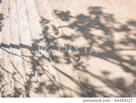 Tree leaves shadow on cement floor Stairs step Outdoor Landscape Abstract background 64489327