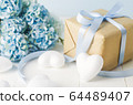 Close up of brown recycle gift box with white 64489407