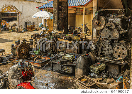 variety of machines and tools for a motorcycle. Cambodia variety of machines and tools for a motorcycle. Cambodia 64490027