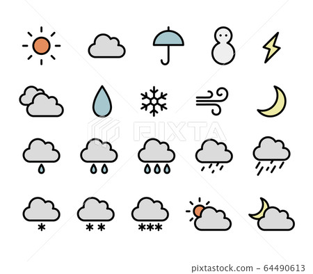 Set / Illustration / Cute of weather icons Set / Illustration / Cute of weather icons 64490613