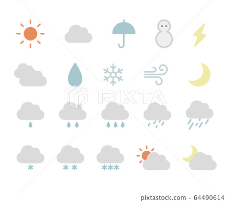 Set / Illustration / Cute of weather icons Set / Illustration / Cute of weather icons 64490614