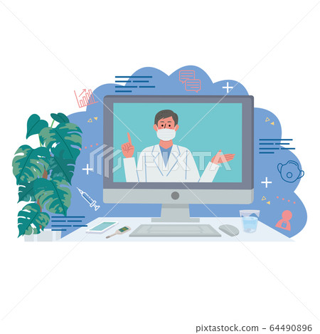 Online medical treatment doctor coronavirus infection prevention illustration 64490896