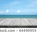 Empty concrete table top on sea and sky blurred background. 64490959