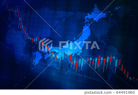 Stock price decline graph map image blue blue 64491960