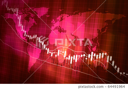 Stock price decline graph map image red red 64491964