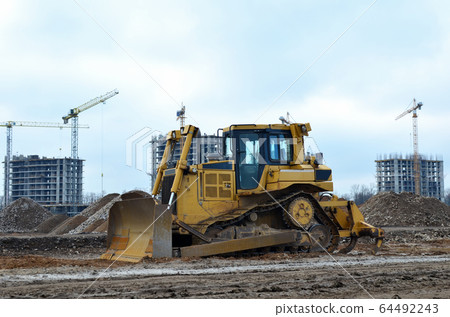 Bulldozer during of large construction jobs  64492243