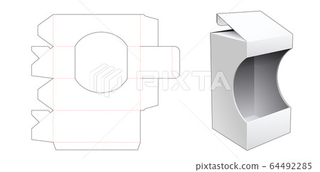 Packaging box with curve display window die cut template Packaging box with curve display window die cut template 64492285