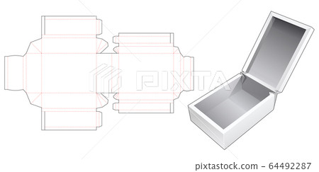 One piece packaging box with flap die cut template One piece packaging box with flap die cut template 64492287