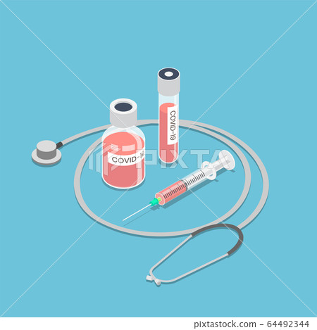 Isometric COVID-19 or coronavirus in vacuum tube Isometric COVID-19 or coronavirus in vacuum tube 64492344