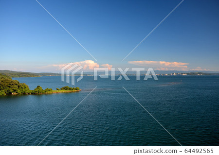 Looking over Notojima Bridge and Toyama Bay from Notojima, Twin Bridge, Nanao, Noto, Ishikawa (6) 64492565