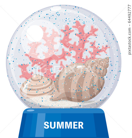 Summer snow dome seashell and coral 64492777