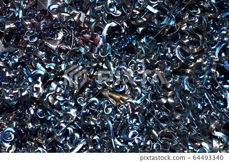 Steel scrap materials recycling. Abstract, background and texture of metal shavings 64493340