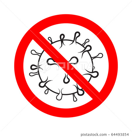 Stop virus vector prohibition sign. No bacteria Stop virus vector prohibition sign. No bacteria 64493854
