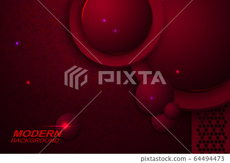 Dark red texture composition with a gradient, round frame, curly structure 64494473