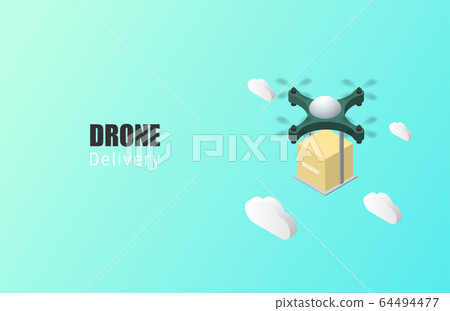 Drone delivery concept poster or banner with 64494477