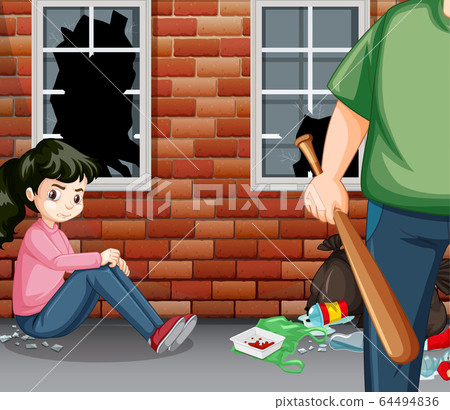 Scene with man beating up teenage girl on the 64494836