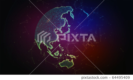 Connection lines Around Earth Globe, Futuristic Technology Background with Light Effect. Elements of this image furnished by NASA 3D illustration 64495409