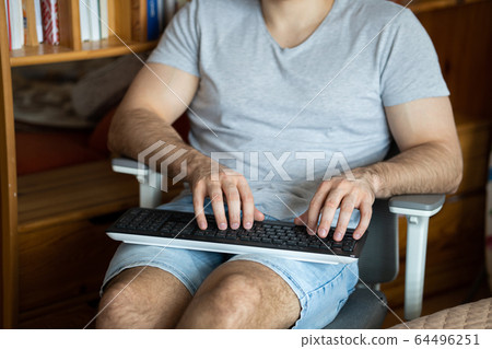 Hands on the keyboard. Communication, people and freelance work concept 64496251