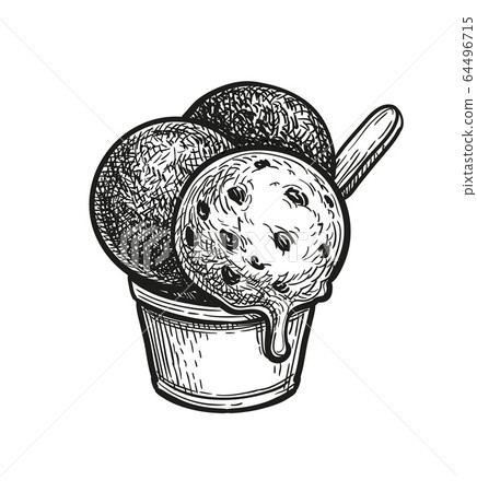 Chocolate ice cream with cookies. Chocolate ice cream with cookies. 64496715